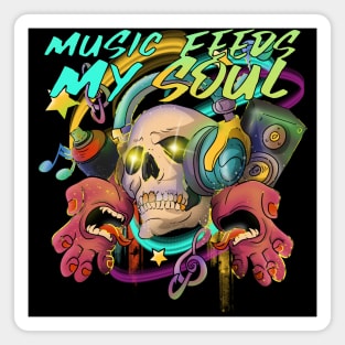 Graffiti Style Musician Skull Magnet